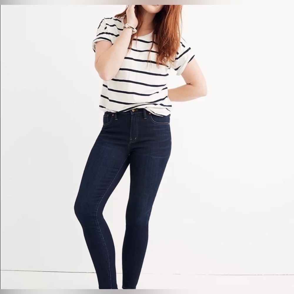MADEWELL TALL 9” MID RISE SKINNY JEANS IN LARKSPUR WASH TENCEL DENIM EDITION 30T